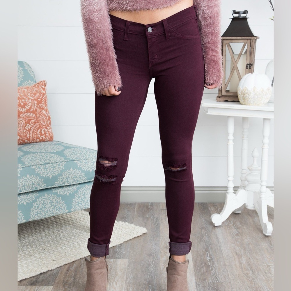 GAP Women's Rich Wine Easy Legging Ankle Jeans Size 27
